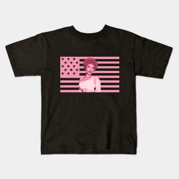 Ice Spice Pink American Flag Kids T-Shirt by Scarlett Blue